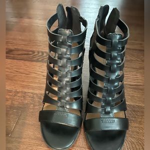 indigo rd. brand shoes, black wedges, size 8